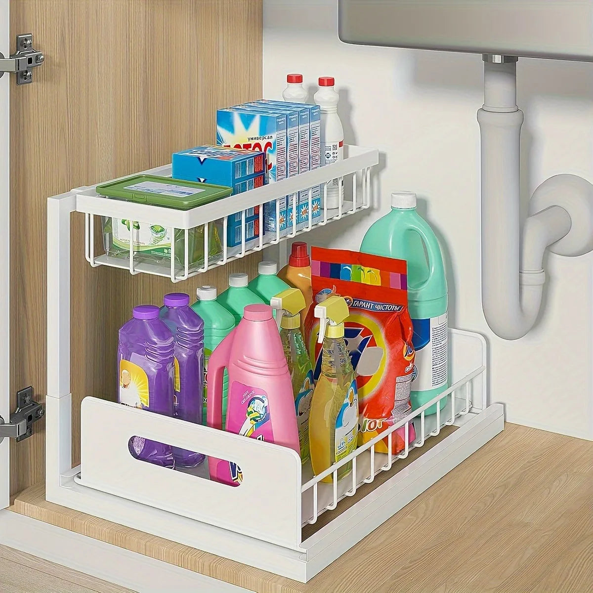Stainless Steel Sliding Pull Out Cabinet Organizer