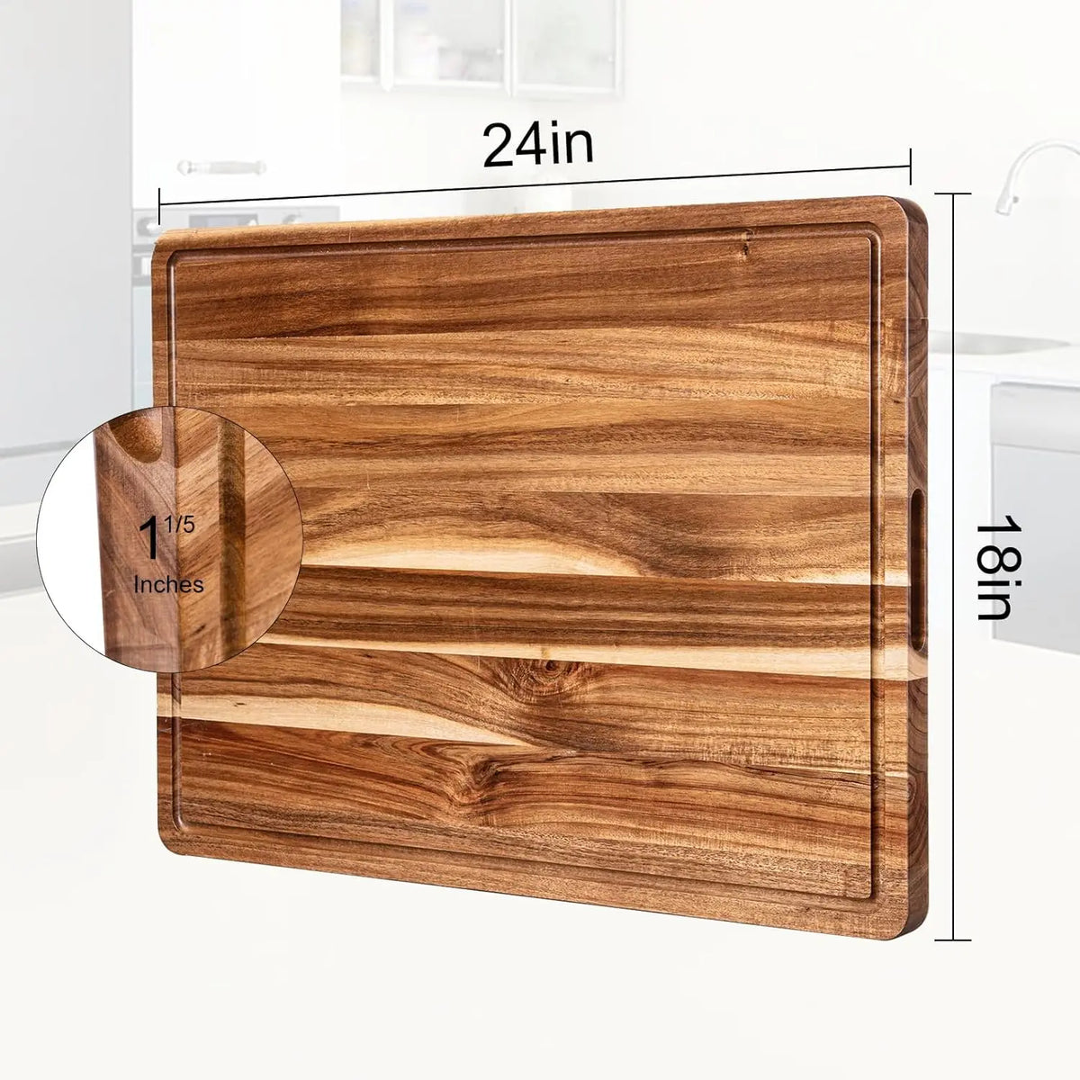 Twister Ck Wood Cutting Board With Juice Groove And Handle