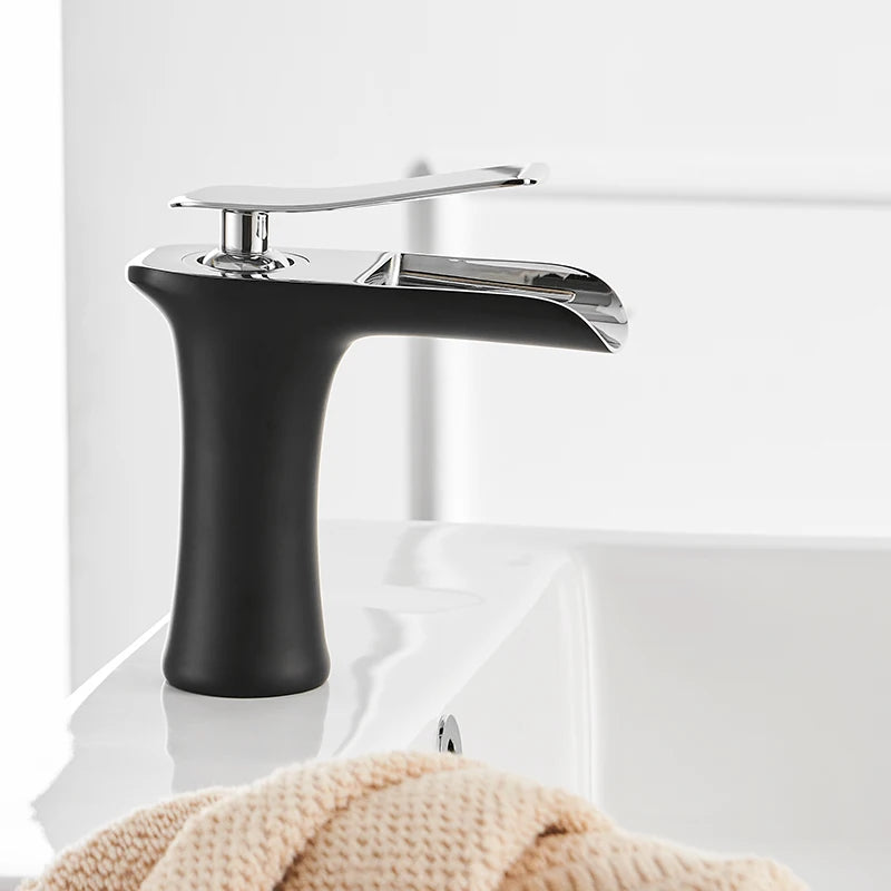 Brass Waterfall Bathroom Faucet Single Handle Tap