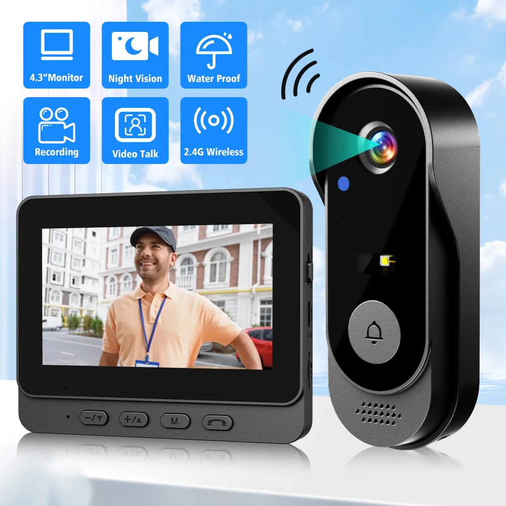 1080P Video Doorbell Waterproof Camera Two Way Audio Night Vision