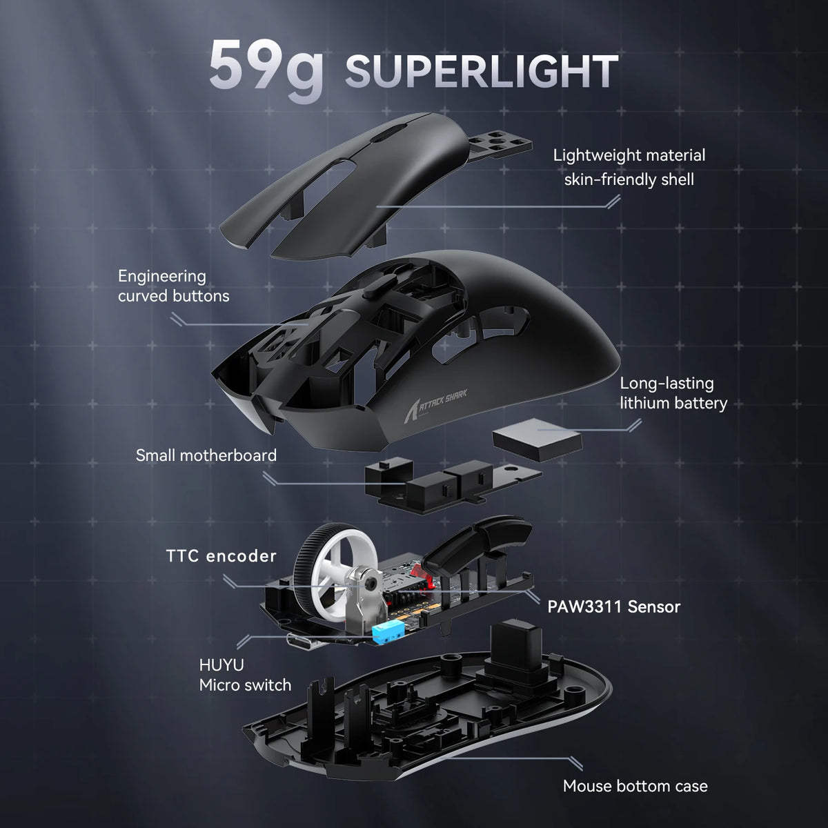 Attack Shark R1 Wireless Gaming Mouse