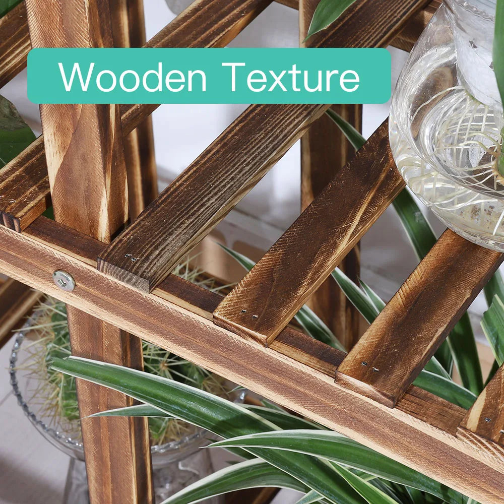 Wisfor Five Tier Wood Plant Stand With Wheels