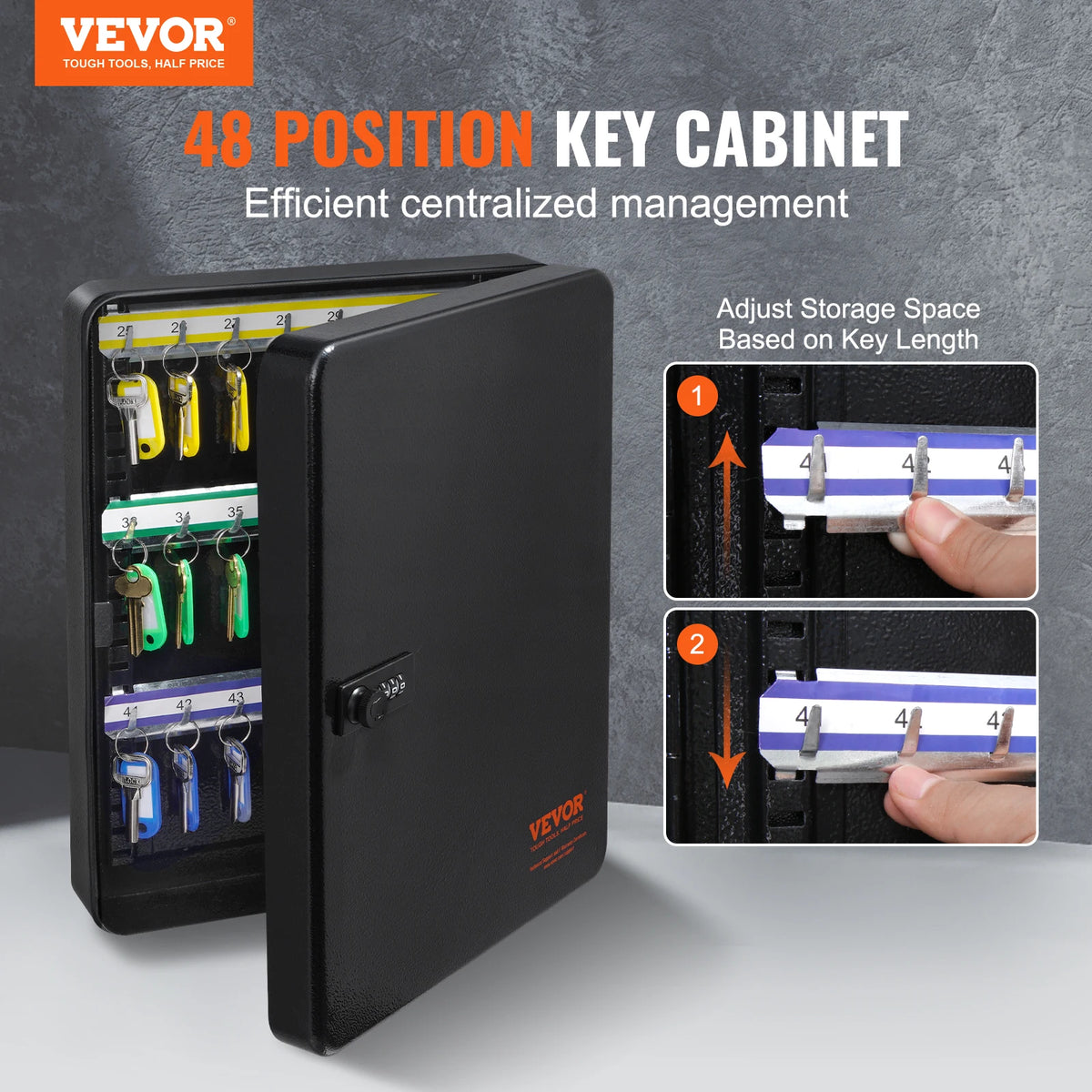 SucceBuy 48 Position Key Lock Box With Adjustable Racks