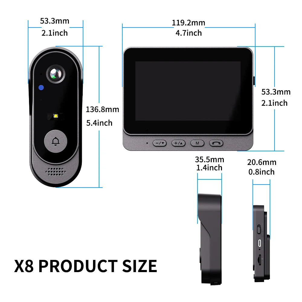 1080P Video Doorbell Waterproof Camera Two Way Audio Night Vision