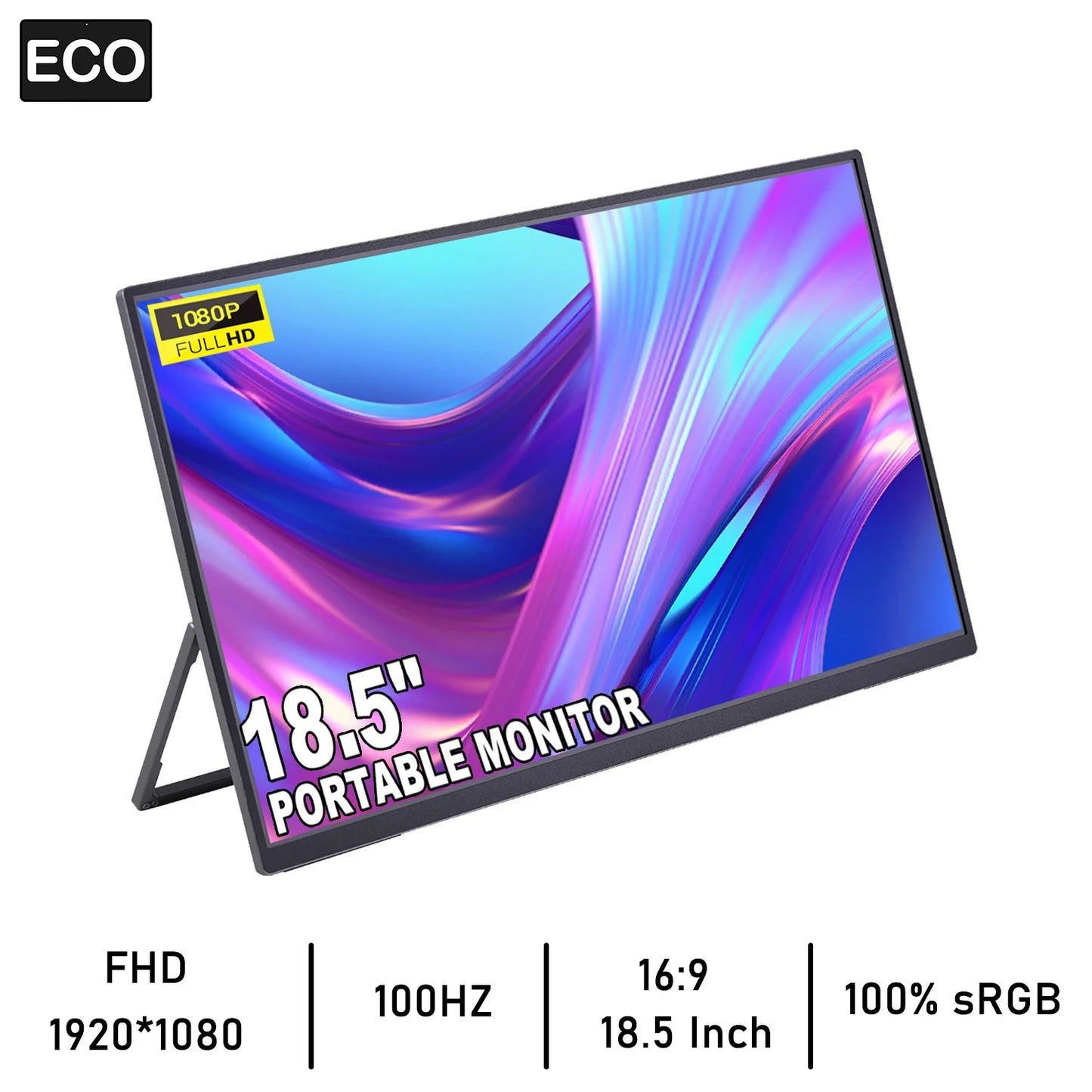 Ecooper Portable Monitor FHD IPS Screen For Gaming