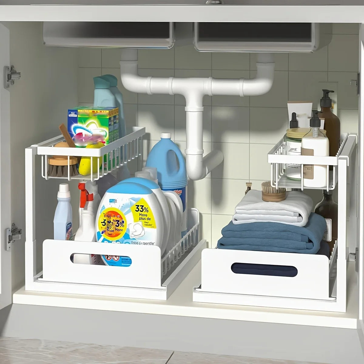 Stainless Steel Sliding Pull Out Cabinet Organizer