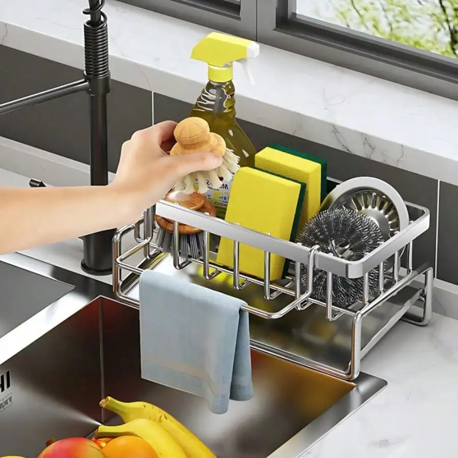 Stainless Steel Kitchen Sink Organizer With Drain Tray