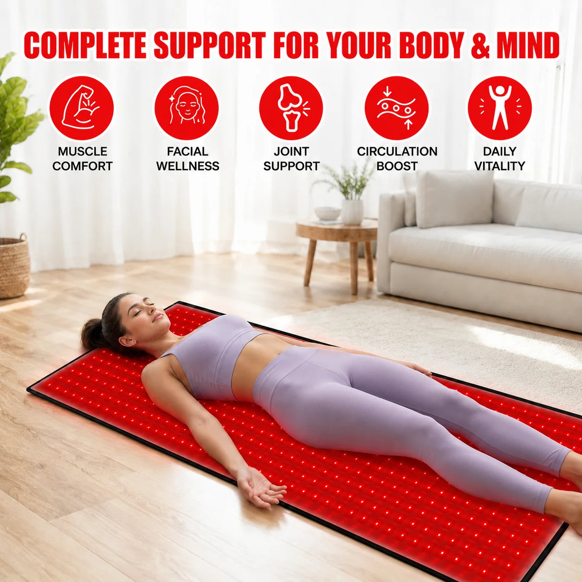 Red Light Therapy Mat With Adjustable Timer